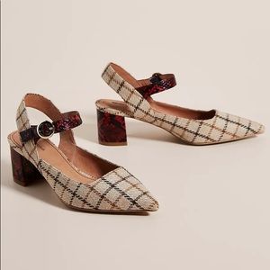 Anthropologie | Mary Jane Plaid Slingback Heels